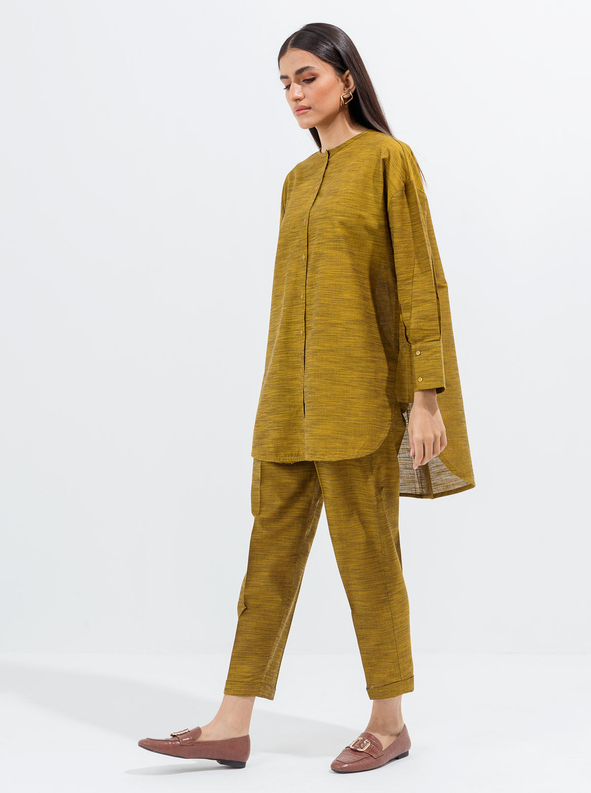 Textured Olive Mustard Co-Ord Set