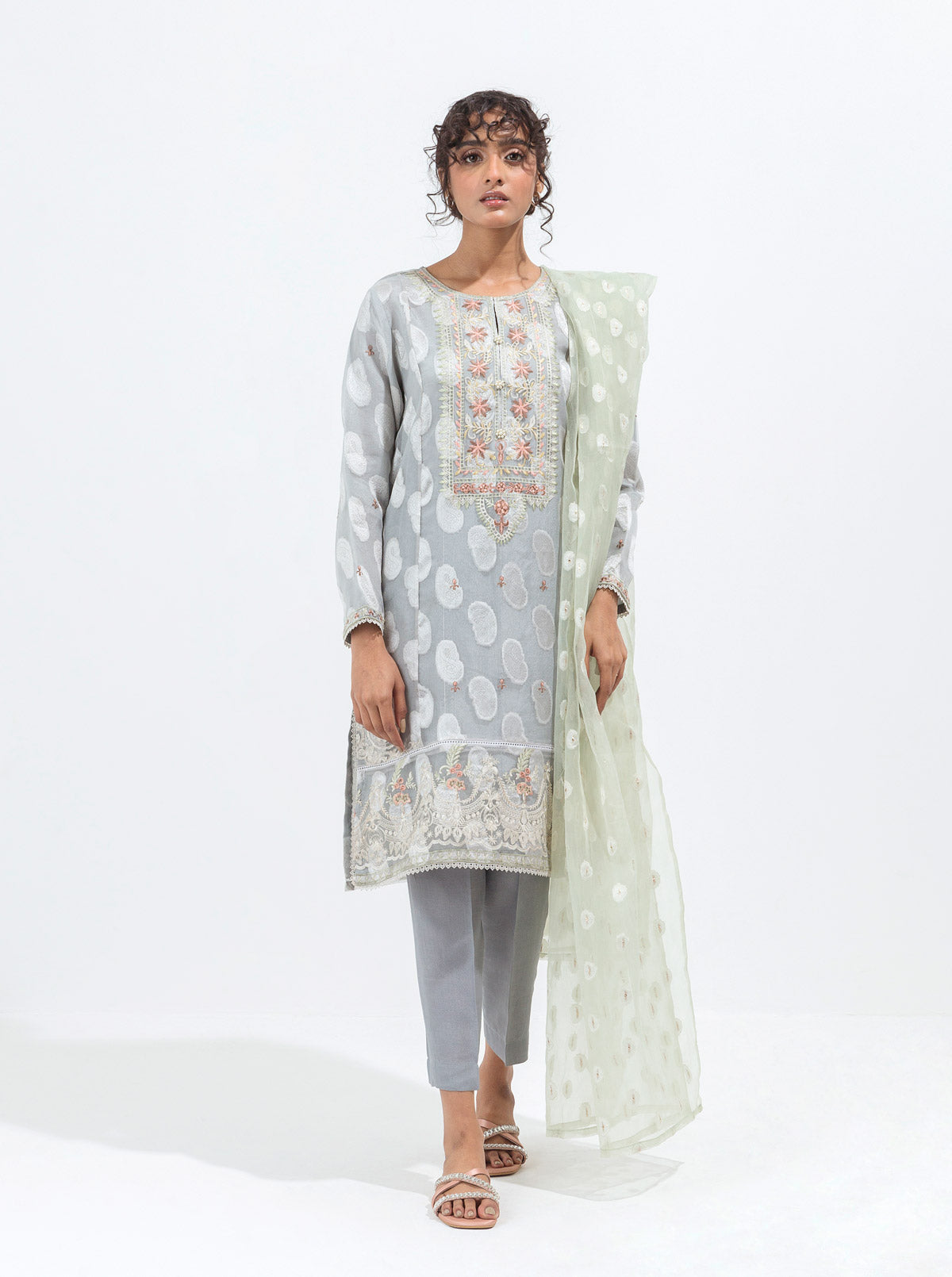 Embroidered Shirt With Dupatta