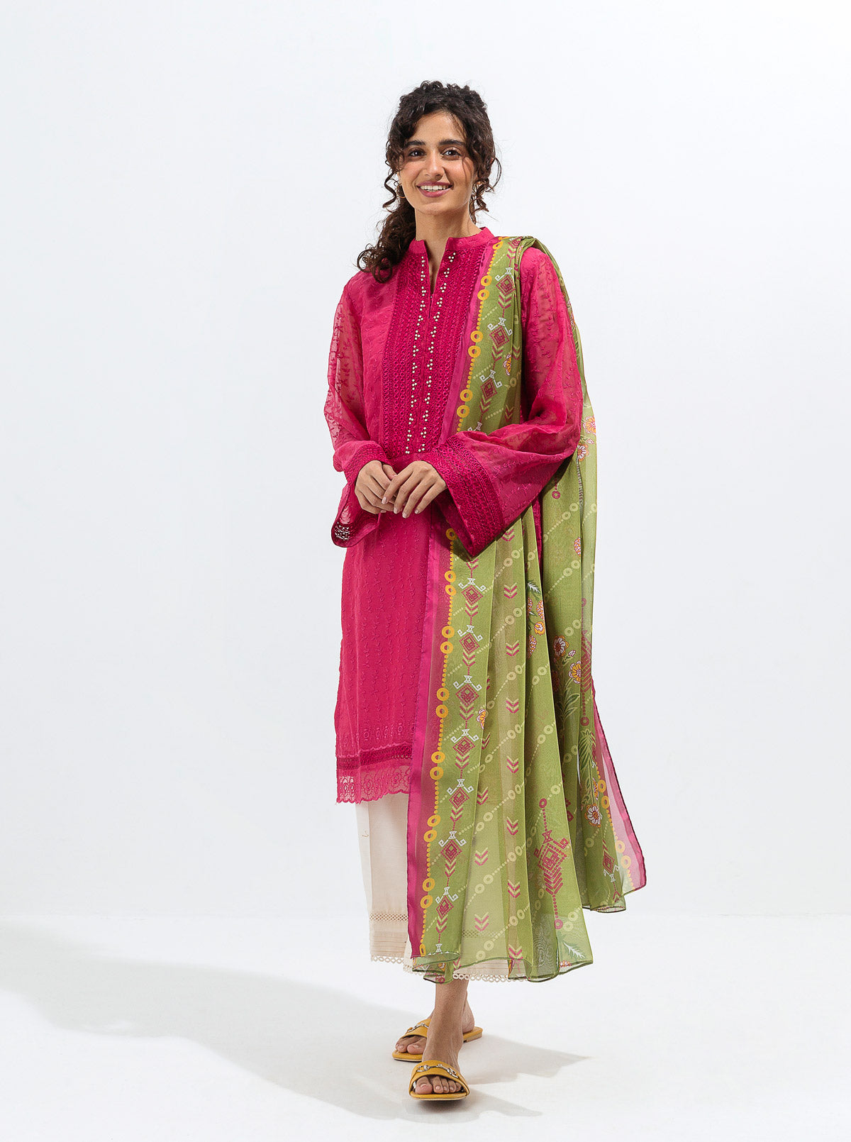 Embroidered Shirt With Dupatta