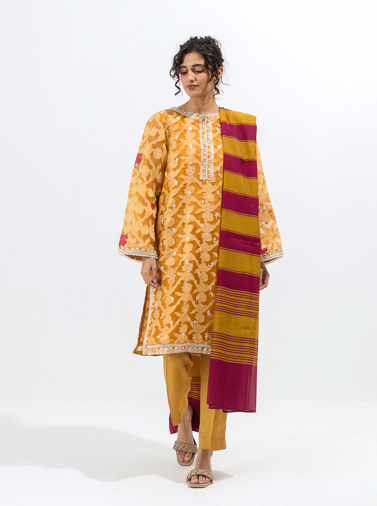Embroidered Shirt With Dupatta
