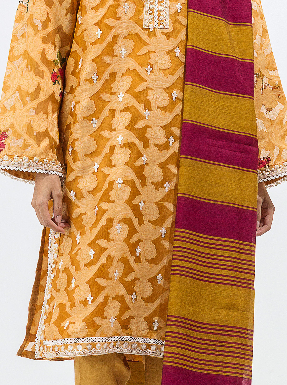 Embroidered Shirt With Dupatta