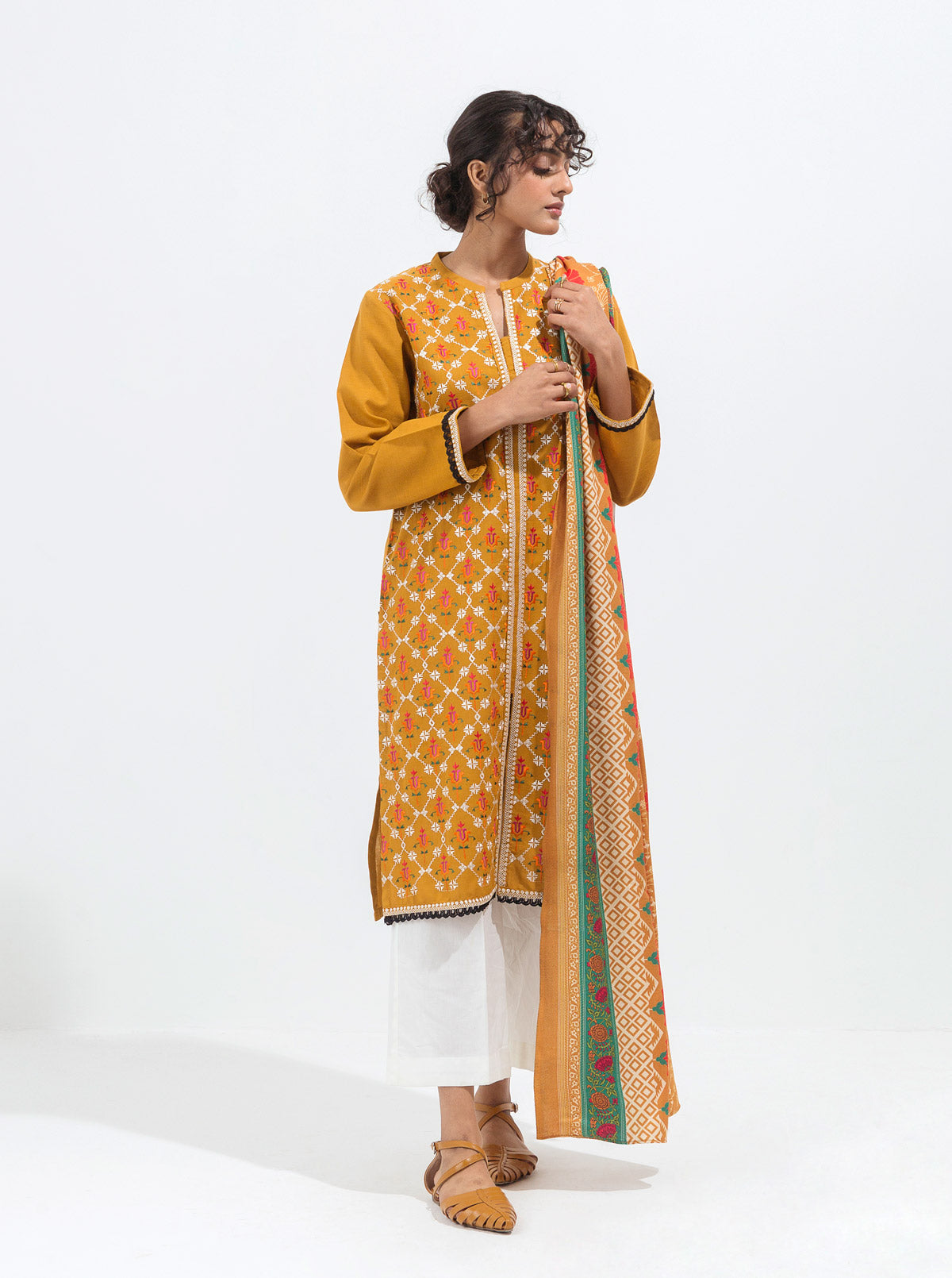 Embroidered Shirt With Shawl