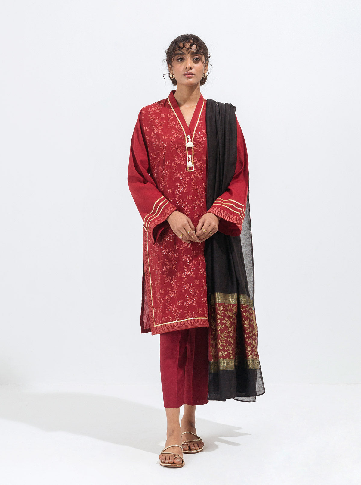 Embroidered Shirt With Dupatta