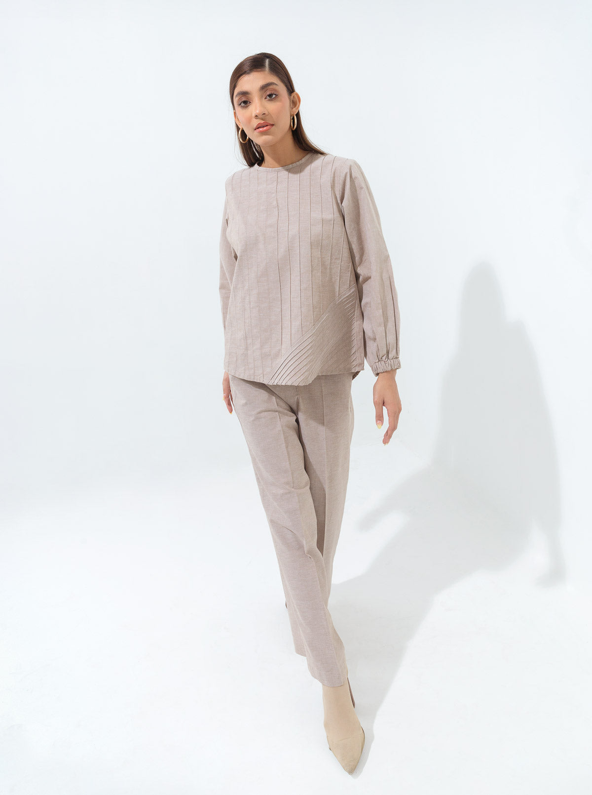 Mocha Pleated Co-Ord Set