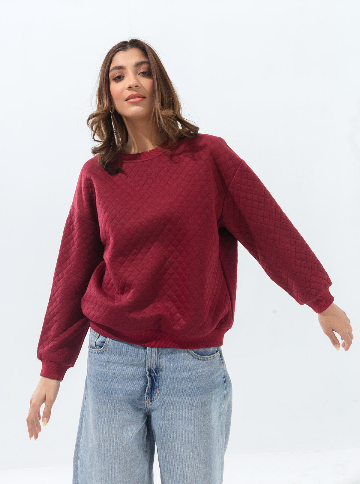 Maroon Quilted Sweartshirt