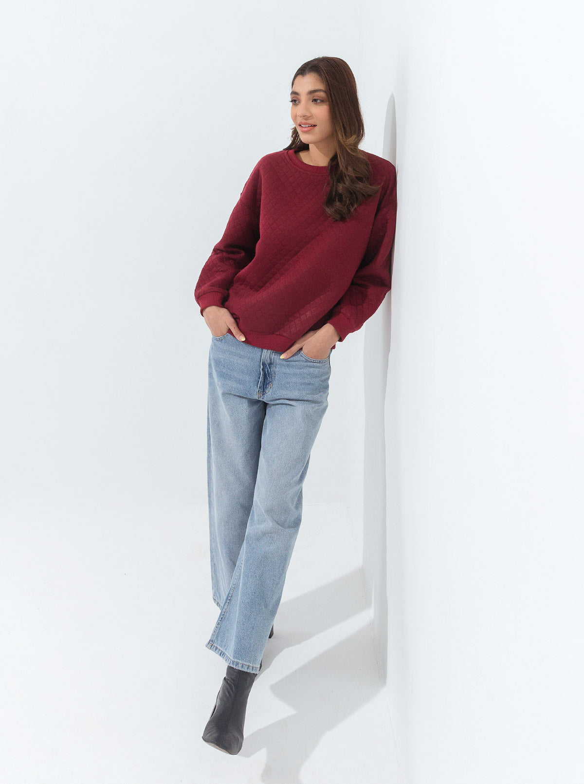 Maroon Quilted Sweartshirt