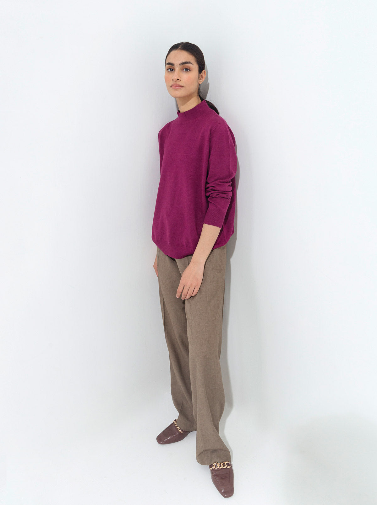 Plum Fine Knit Pullover