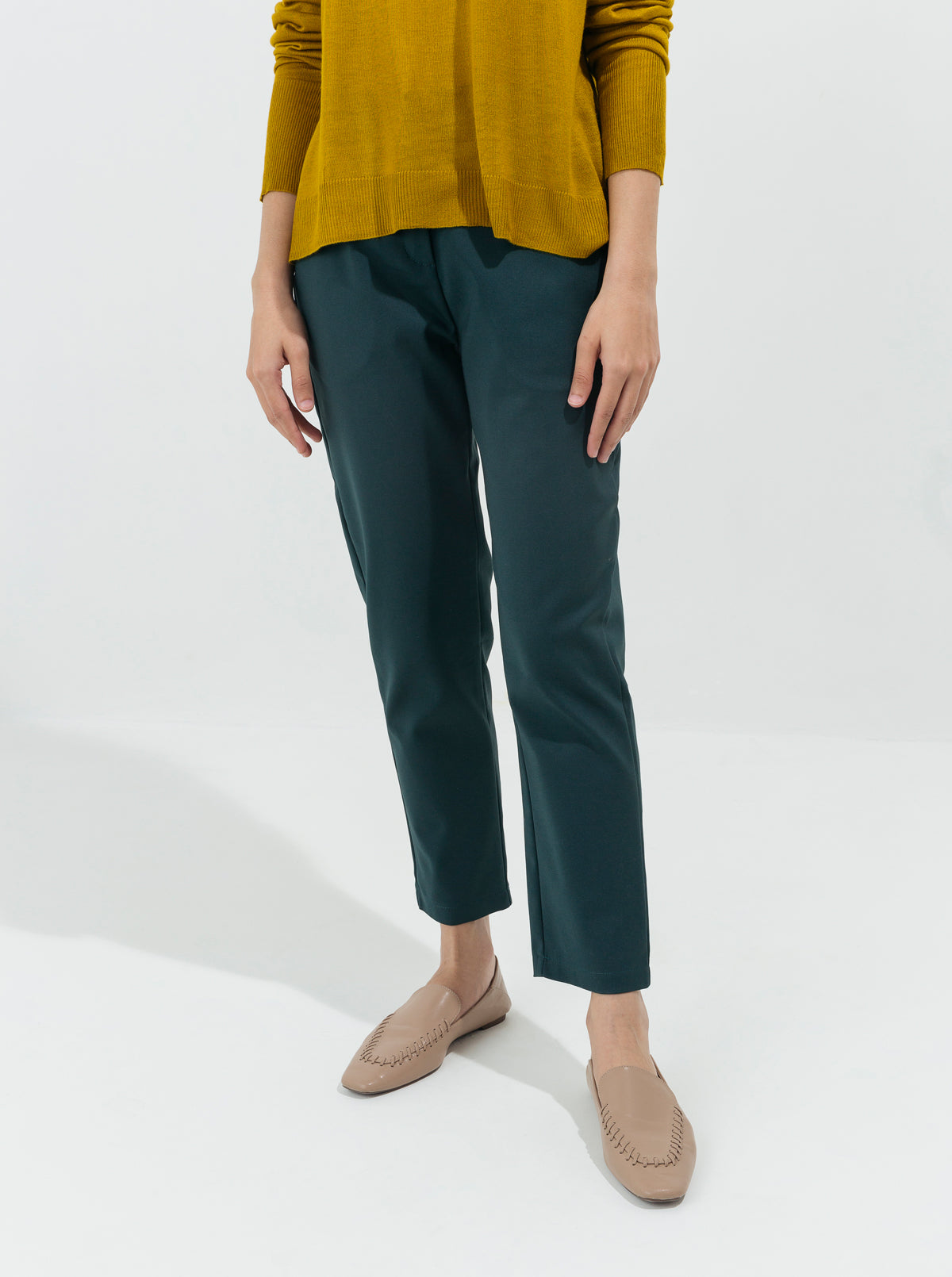 Teal Blue Stretch Tailored Pants