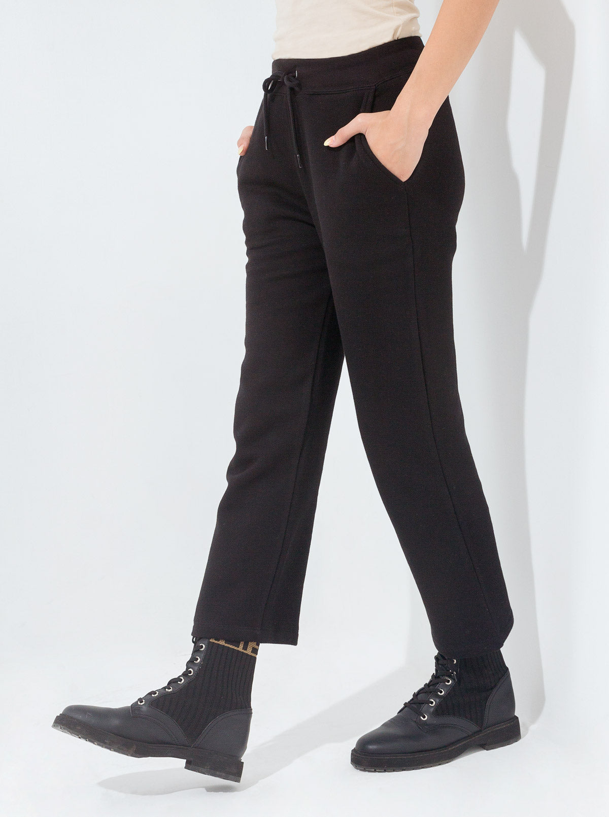 Black Fleece Straight Pants