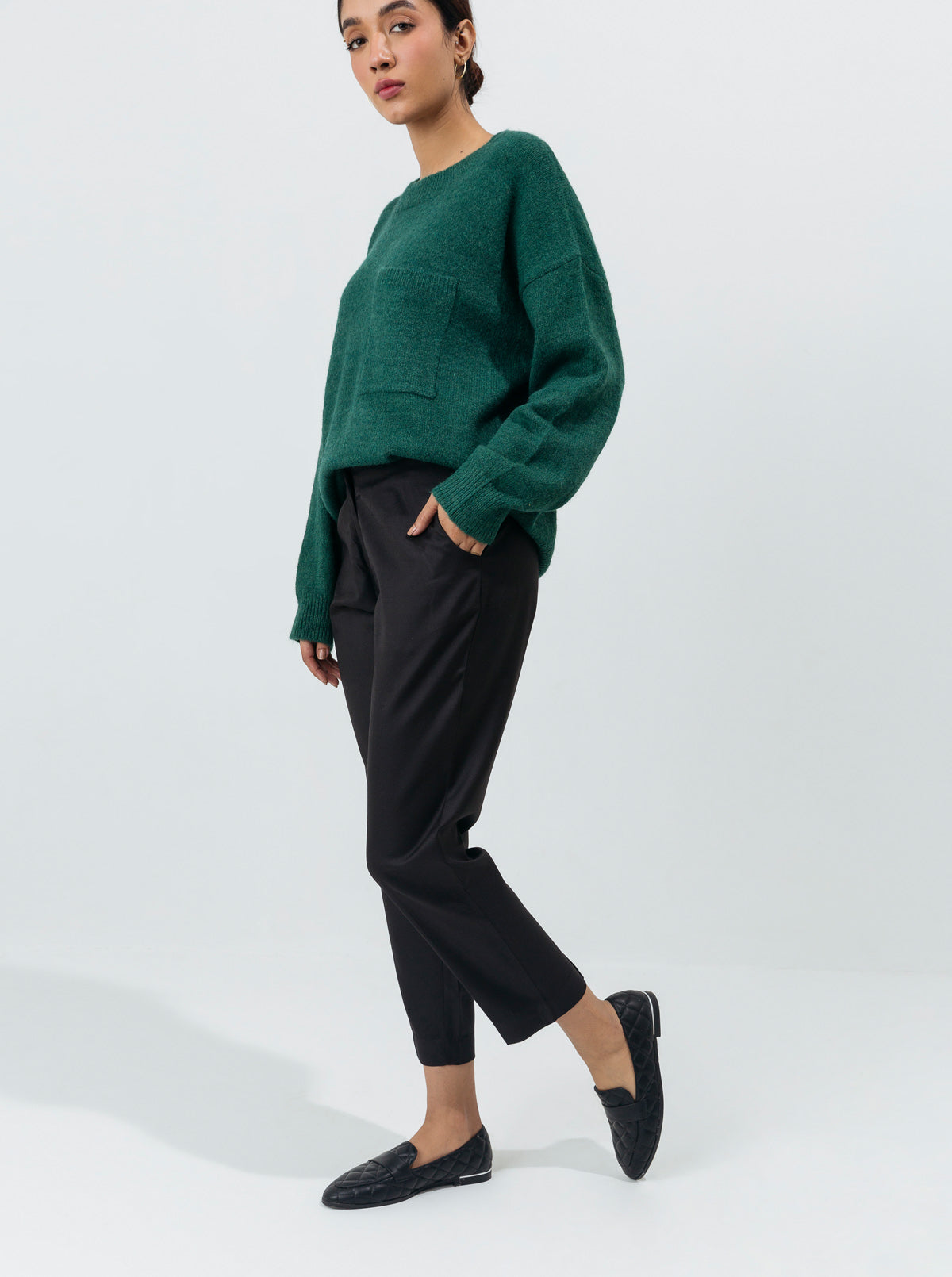 Black Twill Tailored Pants