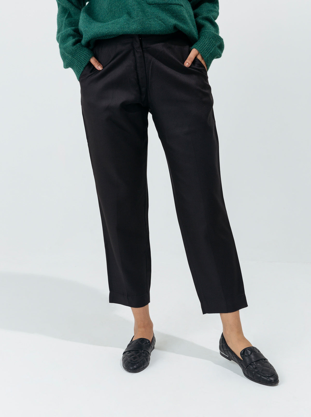 Black Twill Tailored Pants