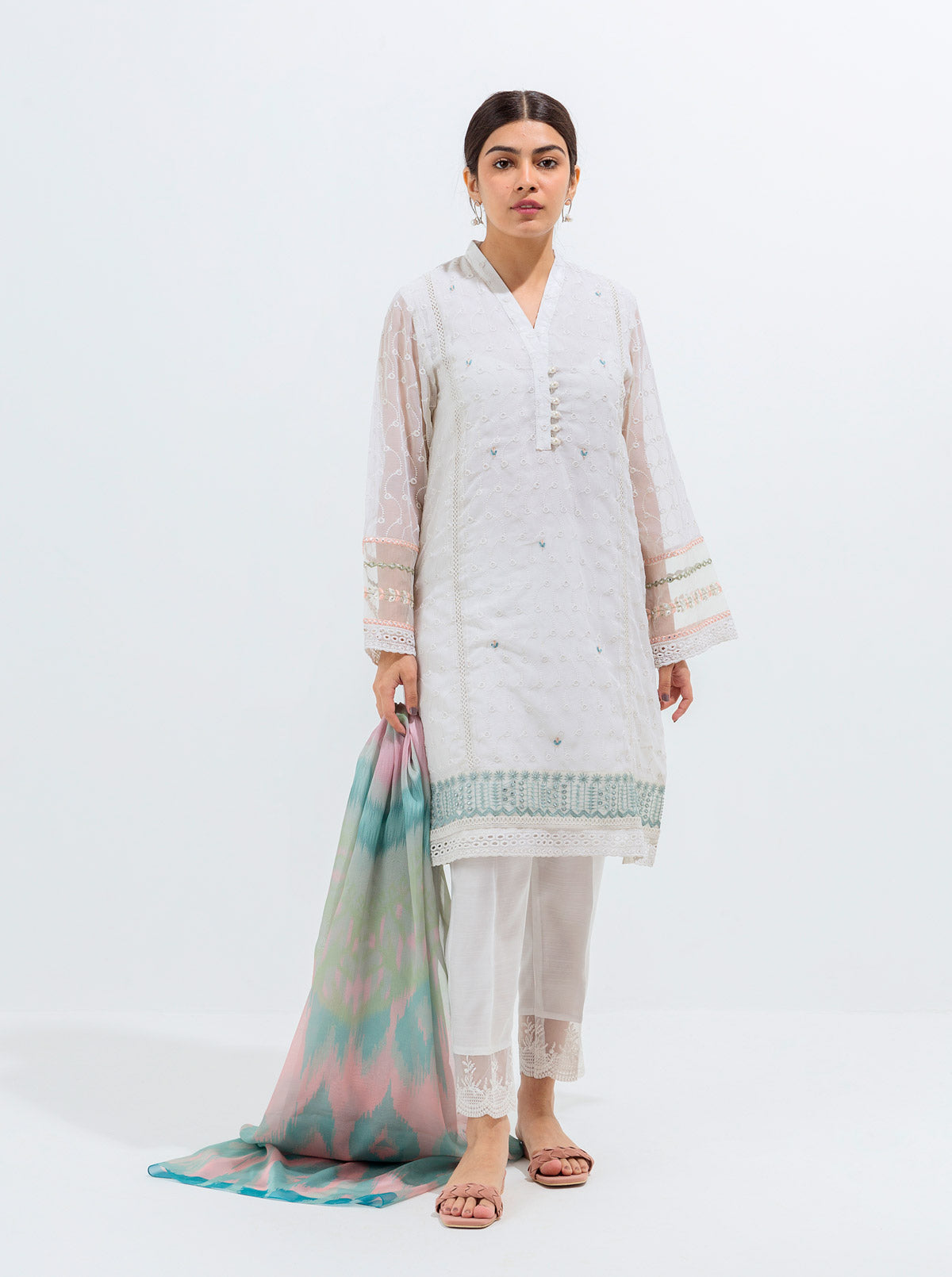 Embroidered Shirt With Dupatta