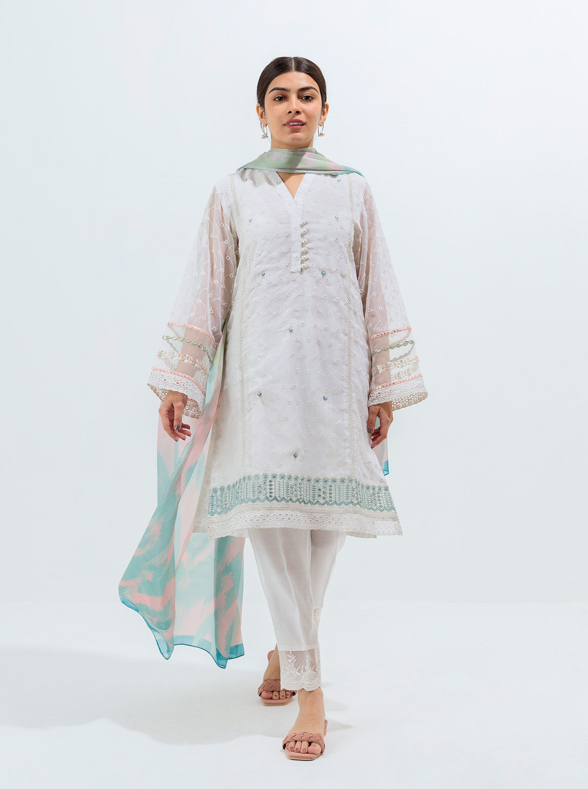Embroidered Shirt With Dupatta