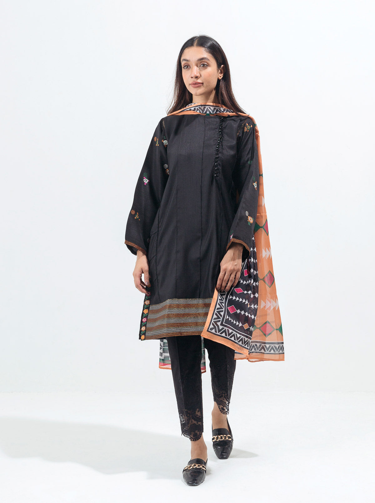 2 Piece Embroidered Raw Silk Suit (Luxury Pret)