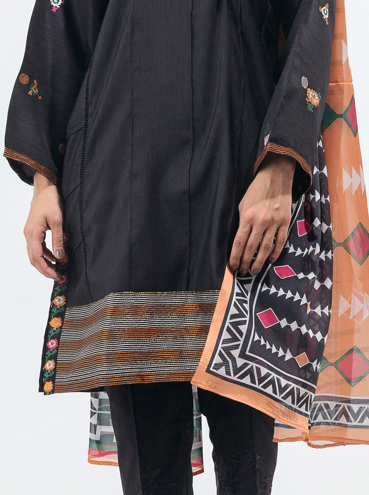 2 Piece Embroidered Raw Silk Suit (Luxury Pret)