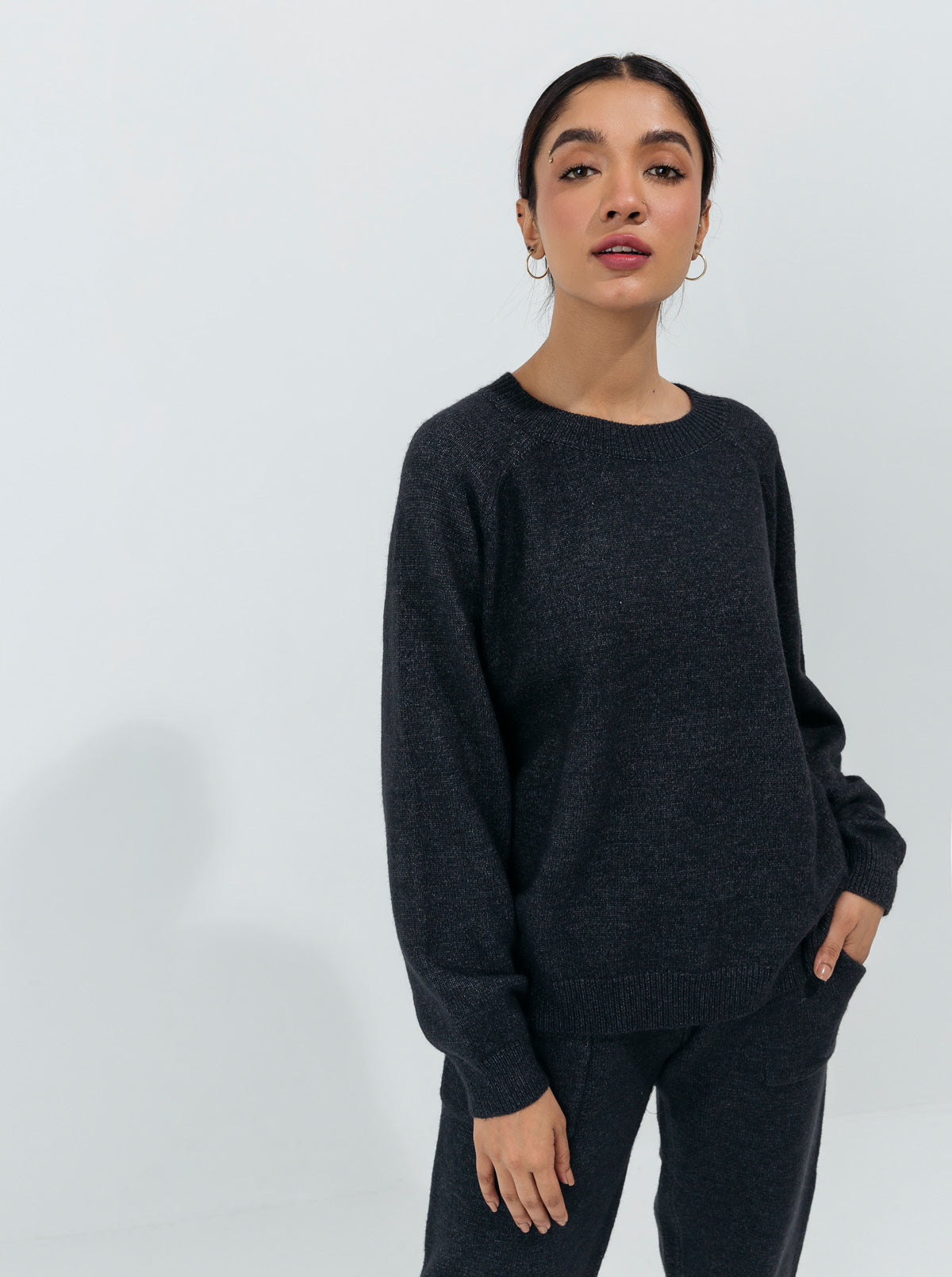 Black Flat Knit Co-Ord Set