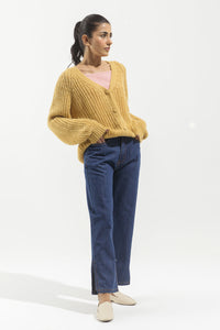 YELLOW KNITTED CARDIGAN