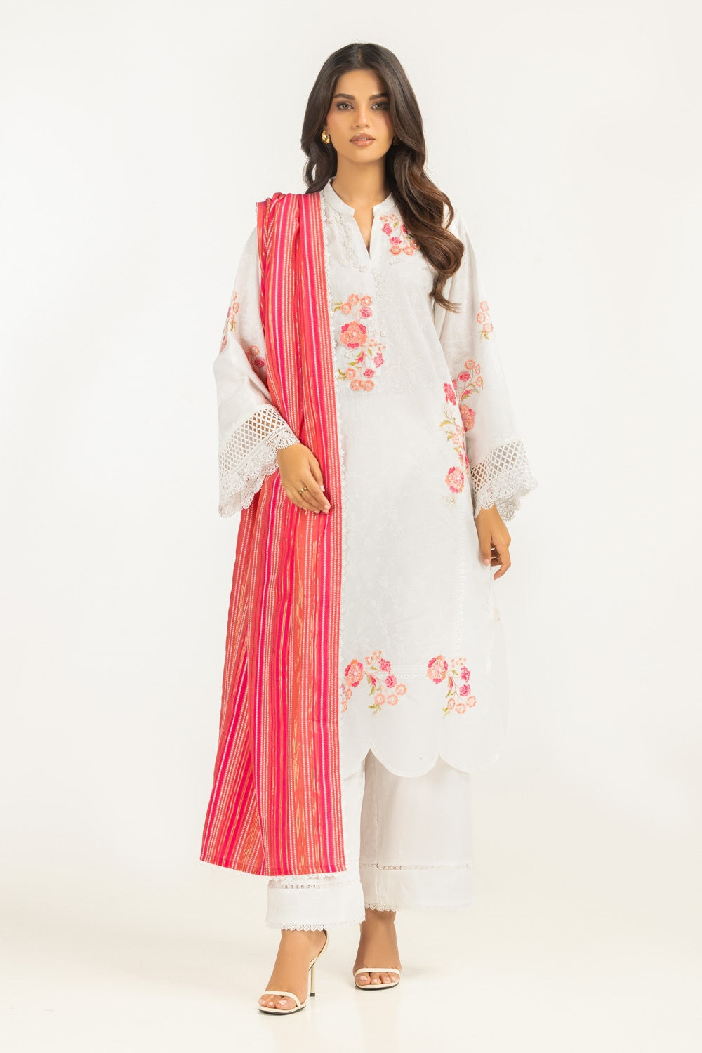 Cambric Embroidered Shirt And Dupatta