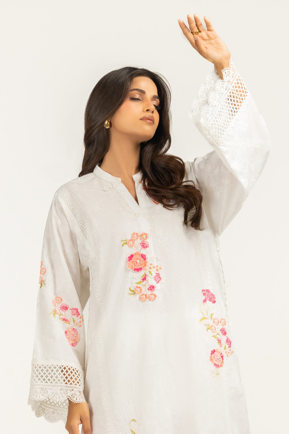 Cambric Embroidered Shirt And Dupatta