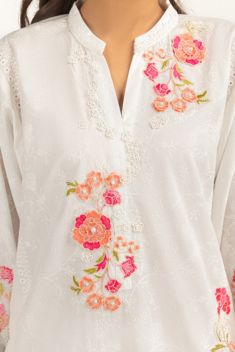 Cambric Embroidered Shirt And Dupatta
