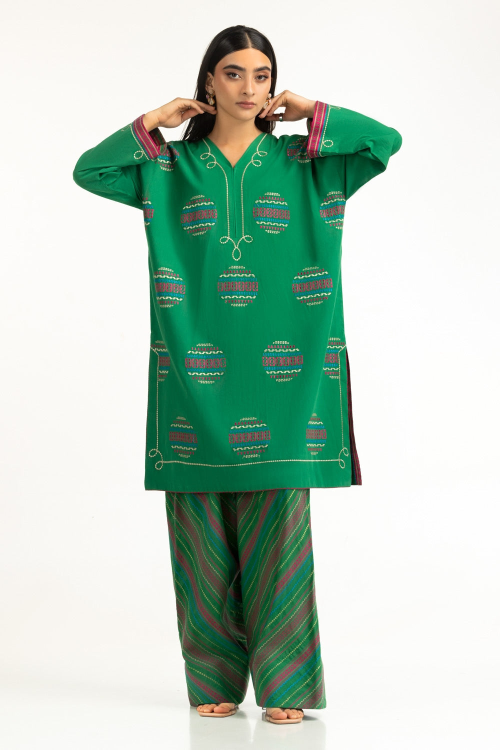 Cambric Embroidered Shirt And Trouser