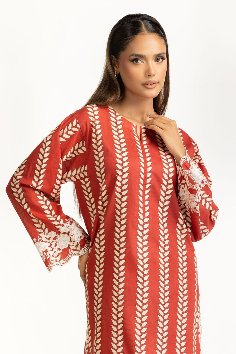Cambric Printed Co-Ord Set With Embroidered