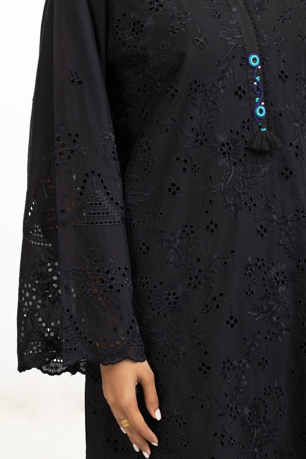 Cambric Schiffli Embroidered Shirt And Dupatta