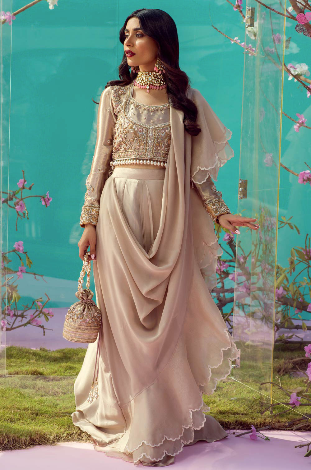 Carnation Draped Sari