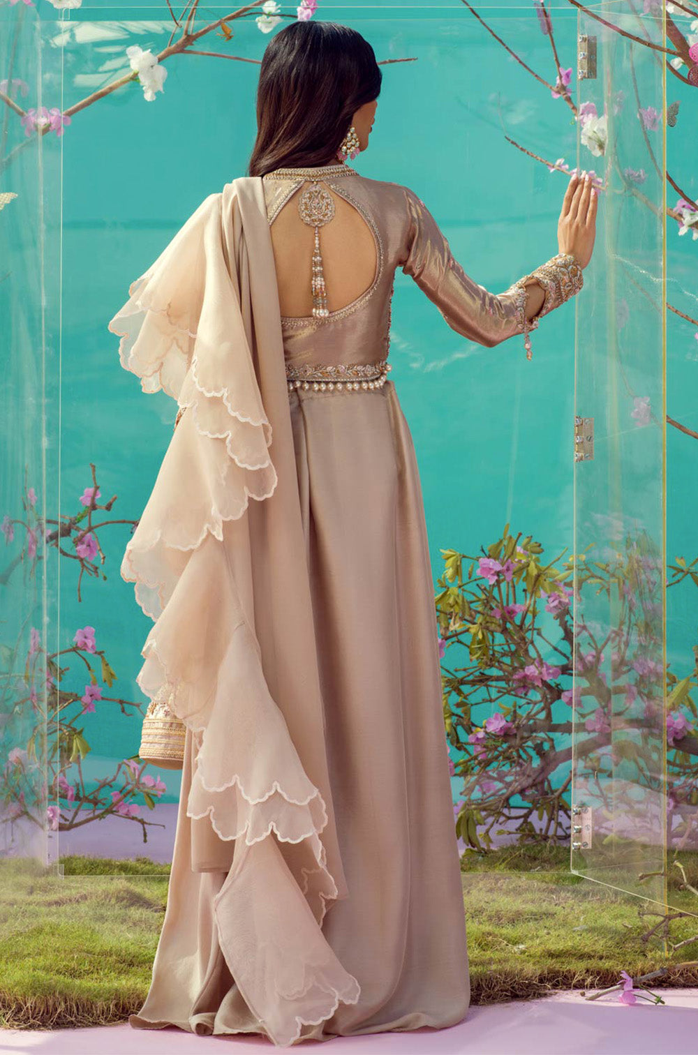 Carnation Draped Sari