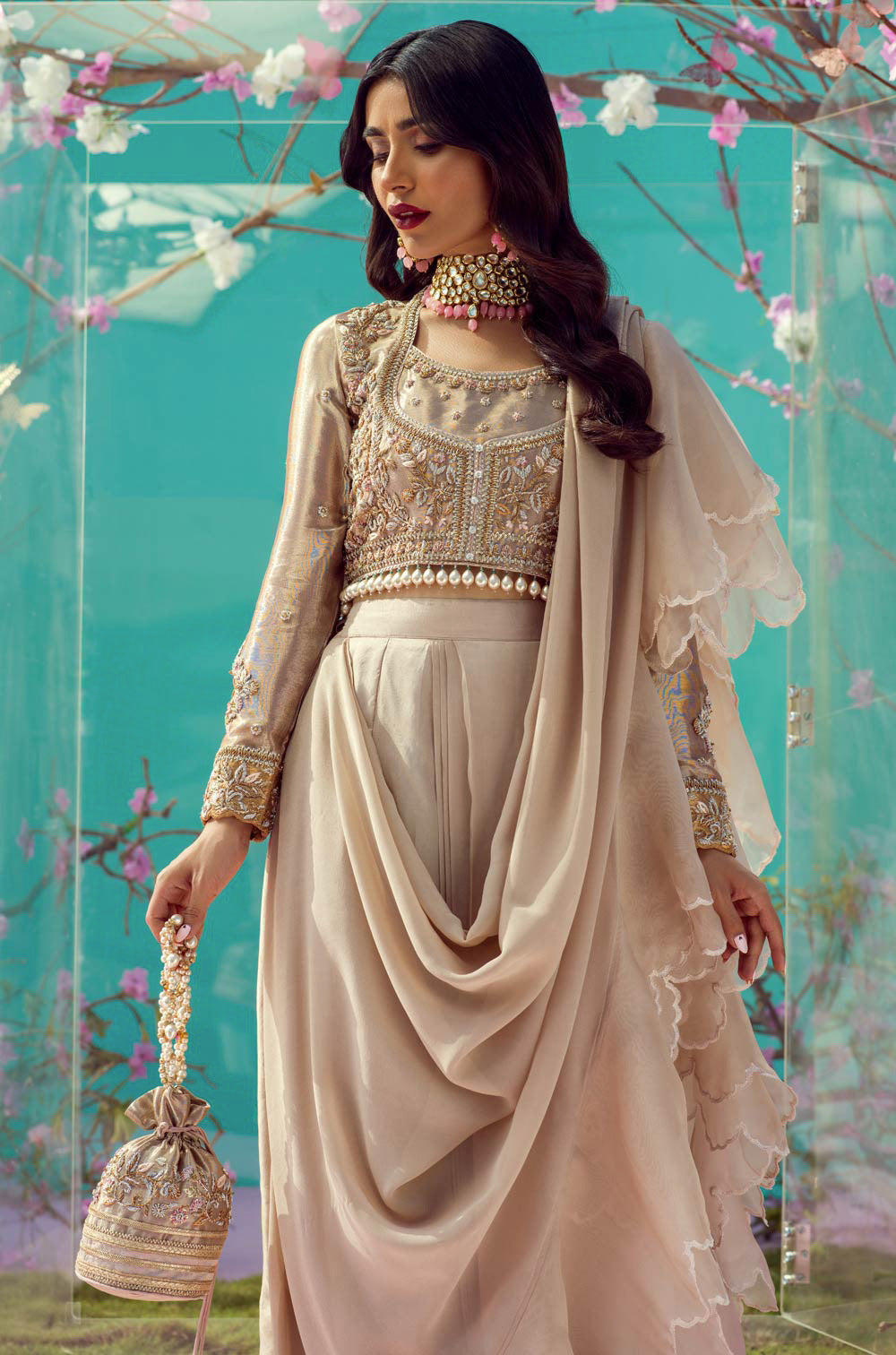 Carnation Draped Sari