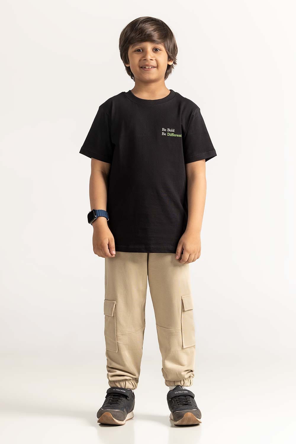 Charcoal Junior Boy Knit Printed Tee