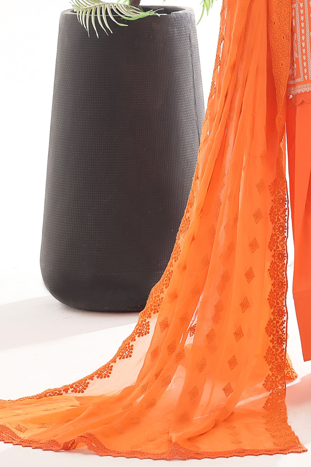 3 Piece Unstitched Lacquer Printed Suit With Embroidered Chiffon Dupatta