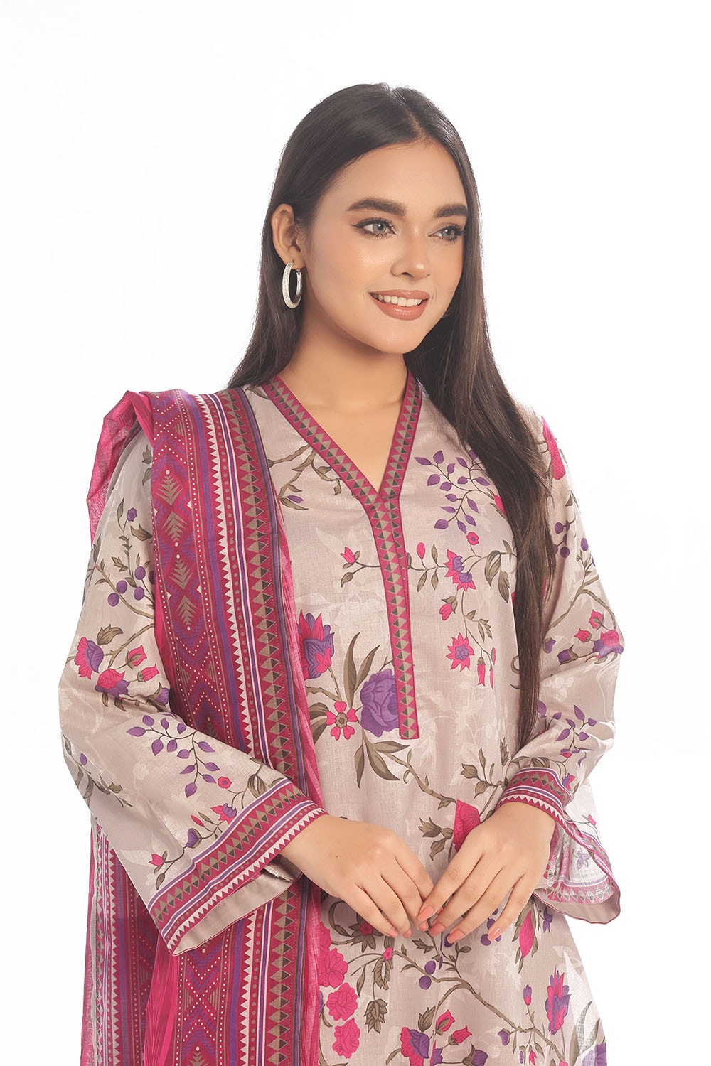 3 Piece Unstitched Printed Lawn Suit