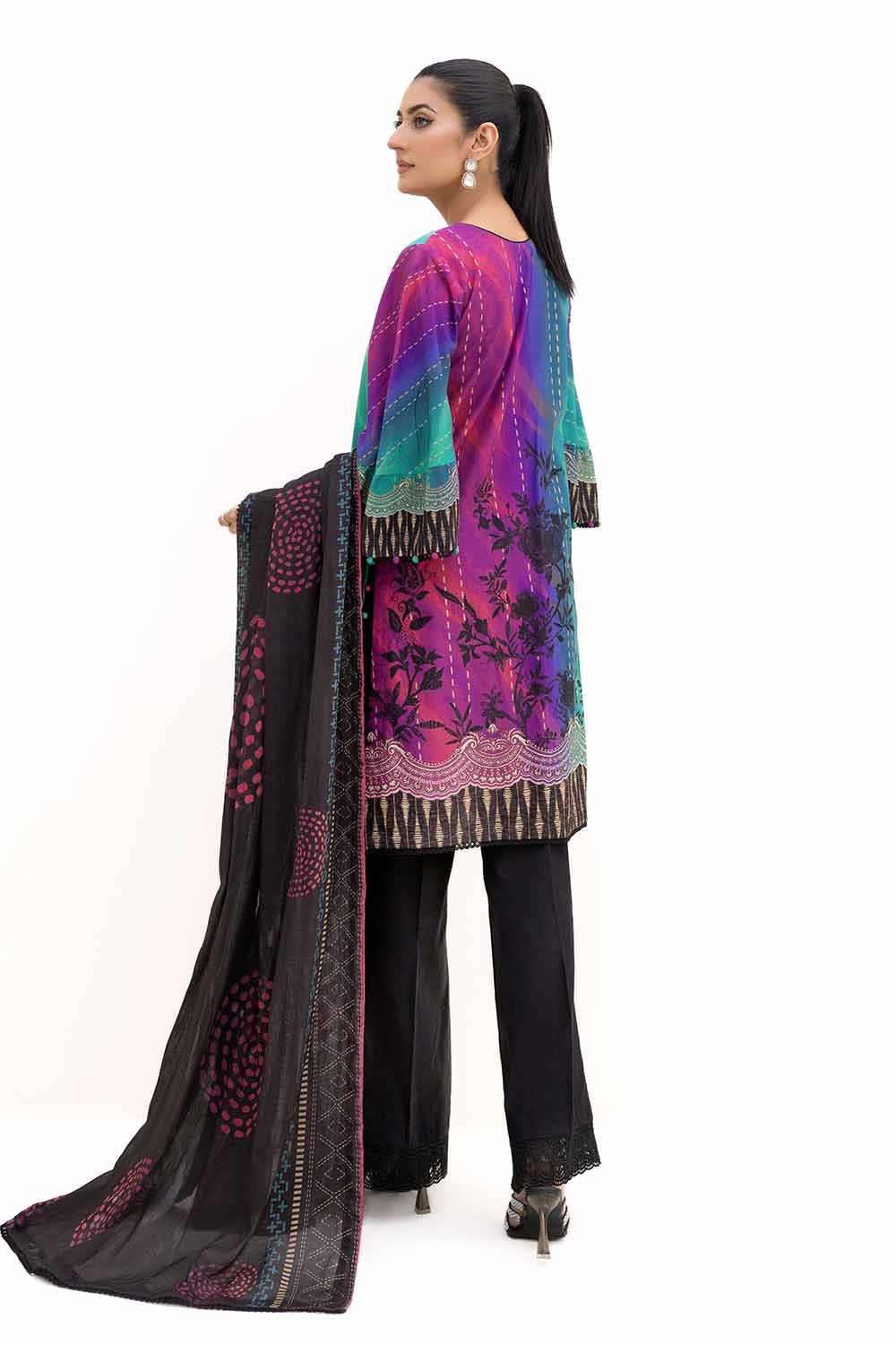 3 Piece Unstitched Printed Khaddar Suit With Printed Cotton Net Dupatta