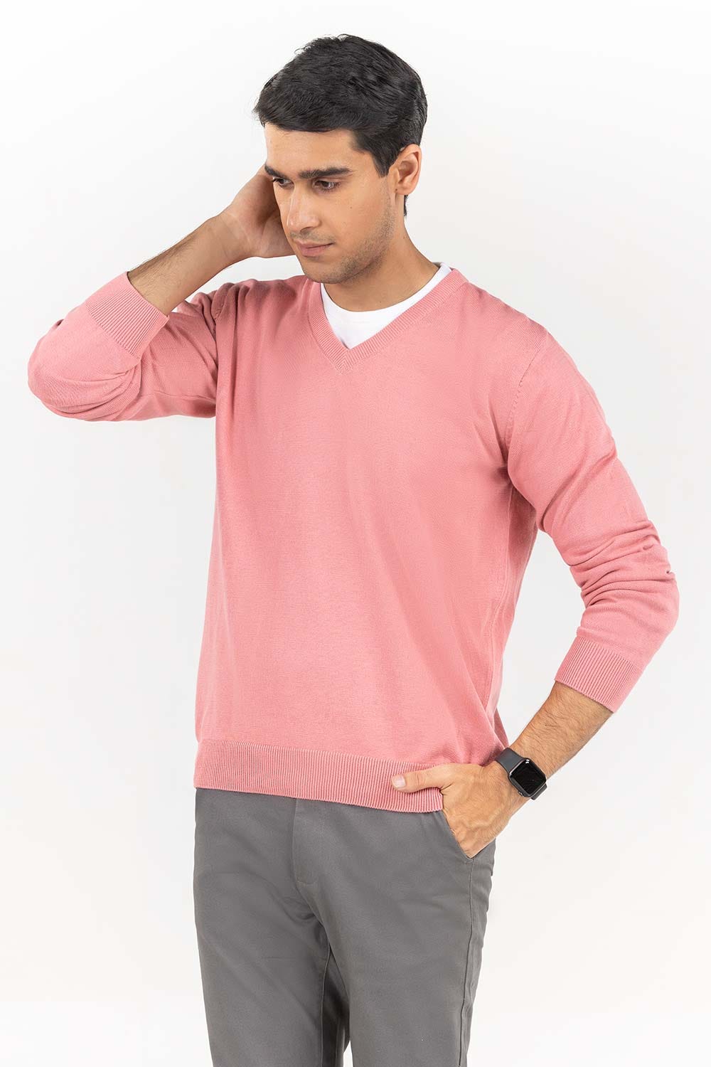 Coral Basic V Neck Sweater