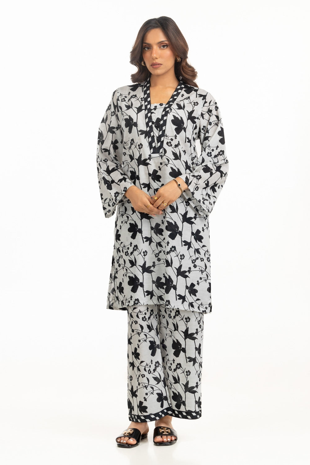 Cotton Printed Vertical Stripe Co-Ord Set