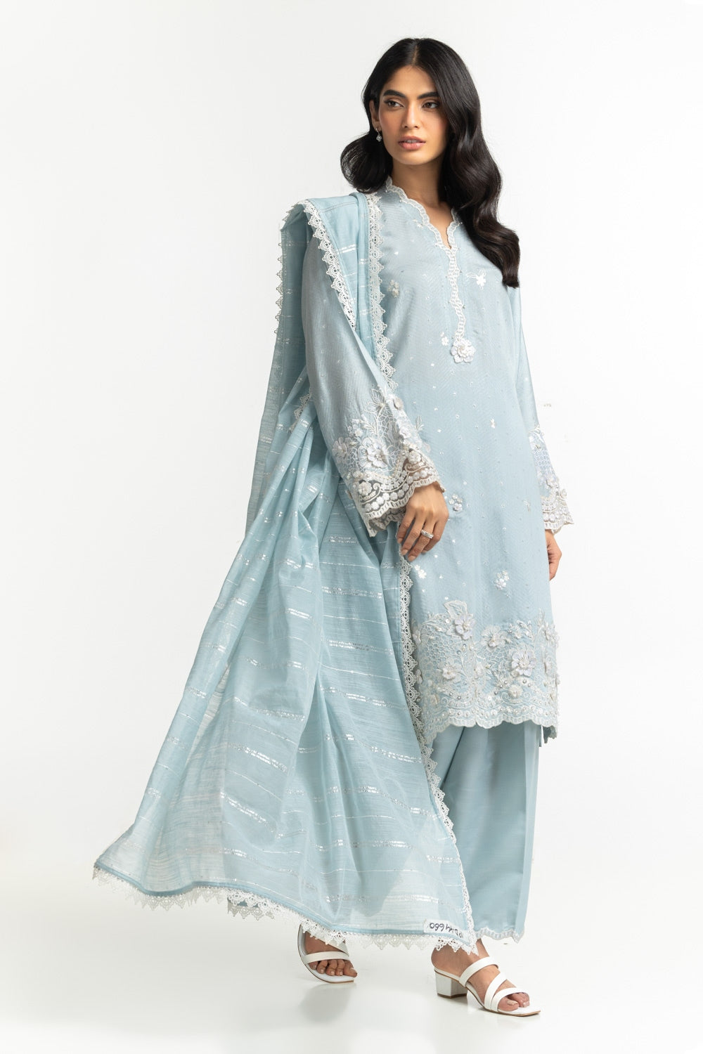 Cotton Sequins Yarn-Dyed Dupatta