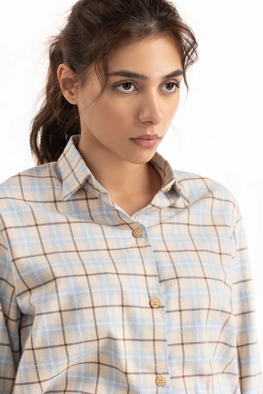 Cream Checkered Button Down Shirt