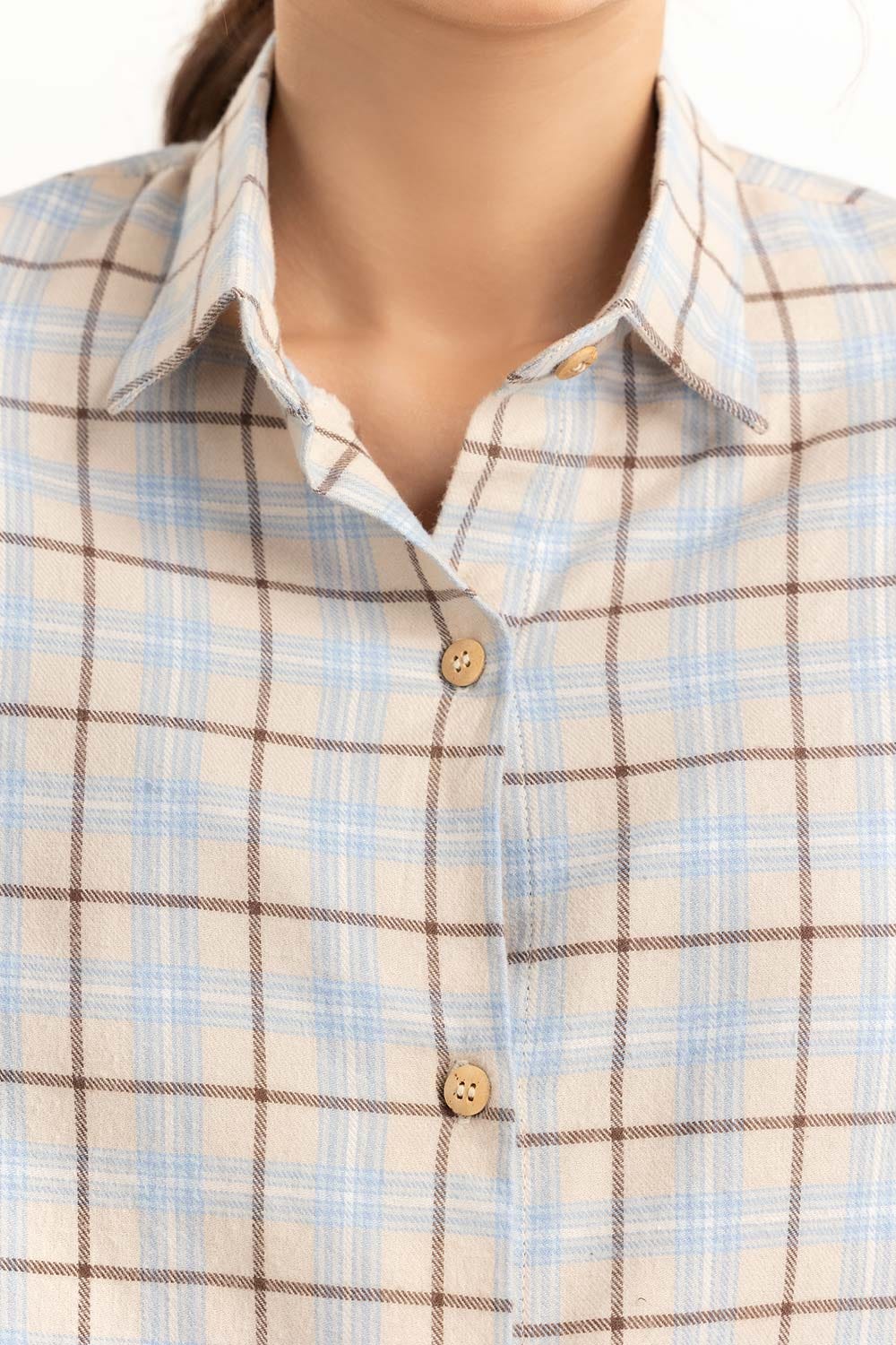 Cream Checkered Button Down Shirt