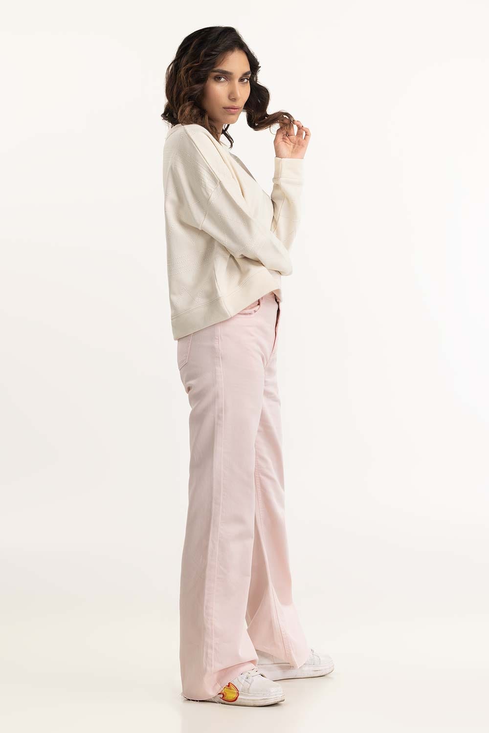 Cream Embroidered Sweatshirt
