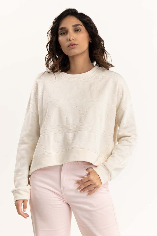 Cream Embroidered Sweatshirt