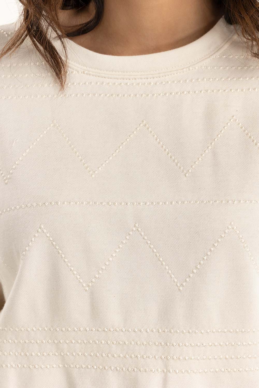 Cream Embroidered Sweatshirt