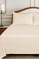 Cream Stripe Satin T-250 Bed Sheet Set 25