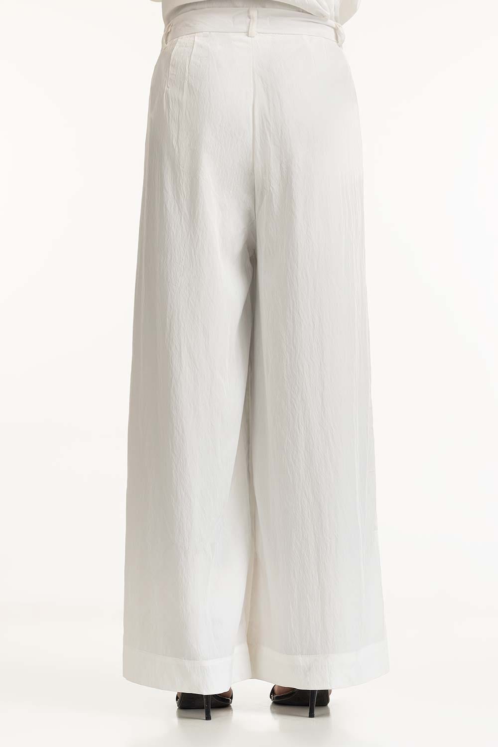 Creased Effect Wide Leg Trouser