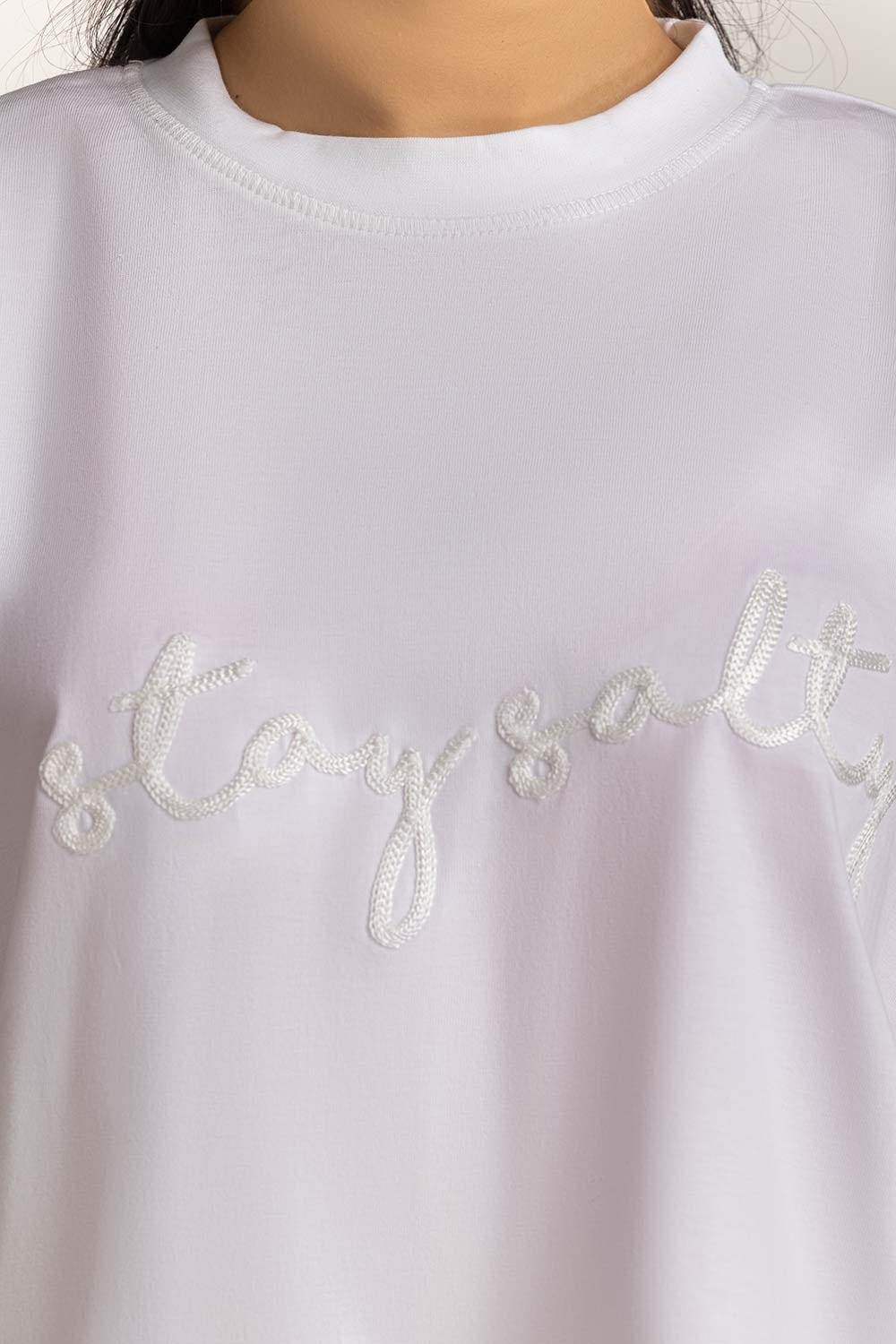 Crew Neck Embroidered Tee