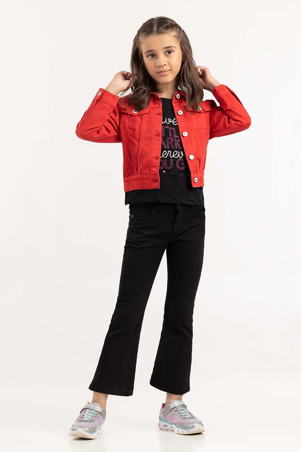 Junior Girl Cropped Non Denim Red Jacket