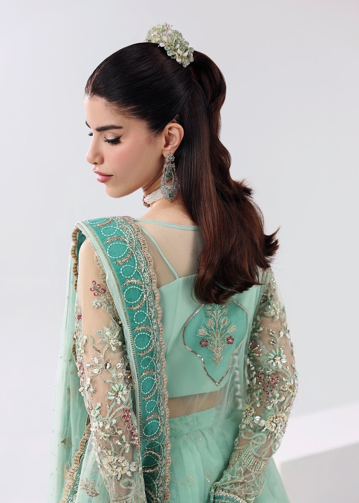 Crystal Bloom Style — Mairaz Aqua Green Three-Piece Suit