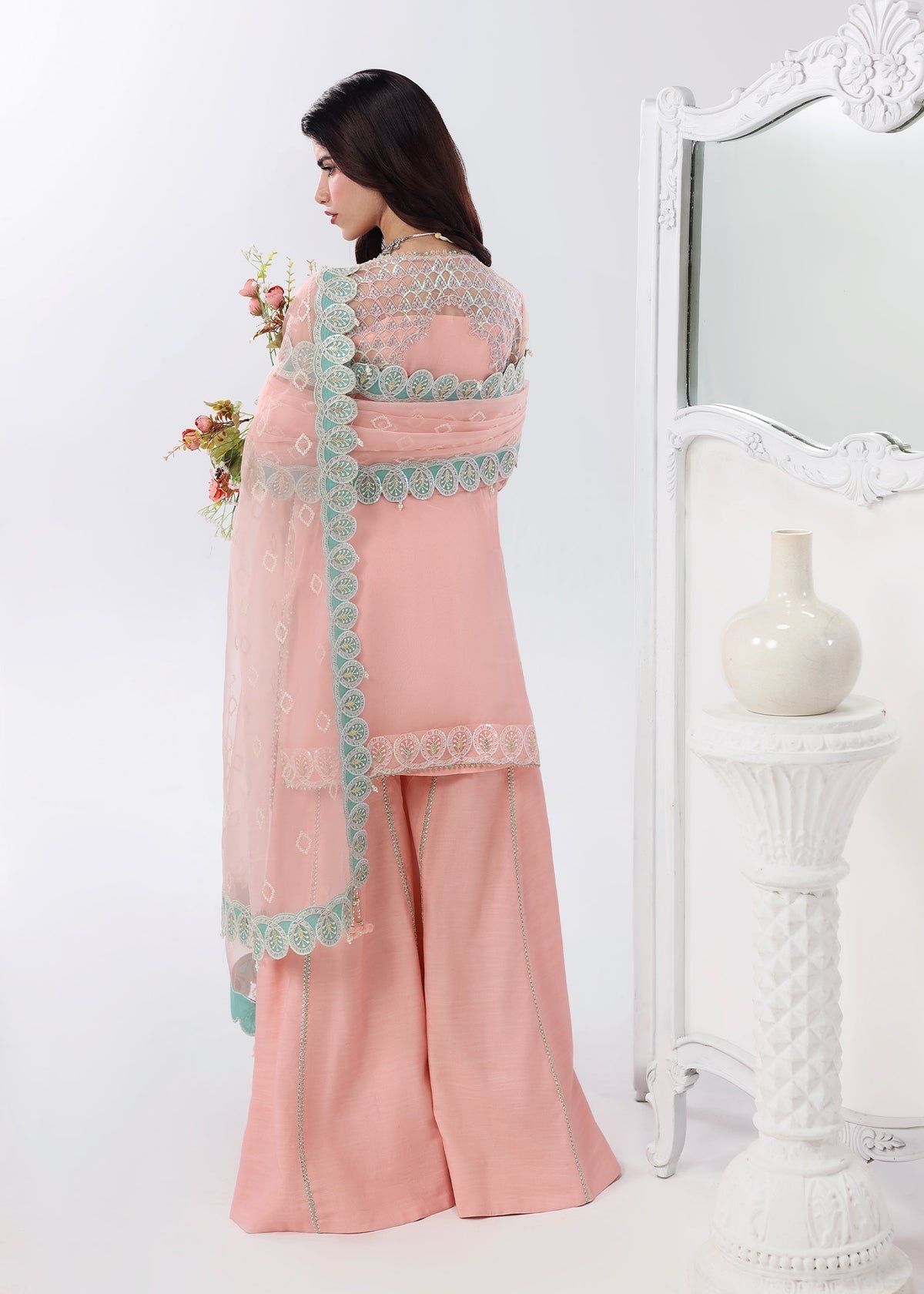 Rose Dust Style — Mairaz Peach Pink Three-Piece Suit