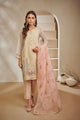 Da-1445 Beige Embroidered Kurta With Dupatta