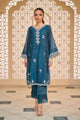 Da-2151 Turquoise Blue Embroidered Kurta